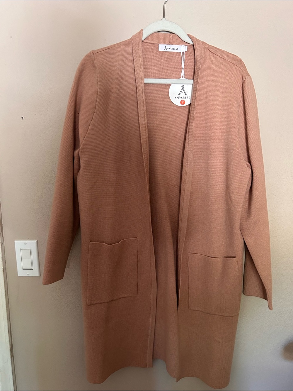 Women's Open Front Long Cardigan Sweater - Tan